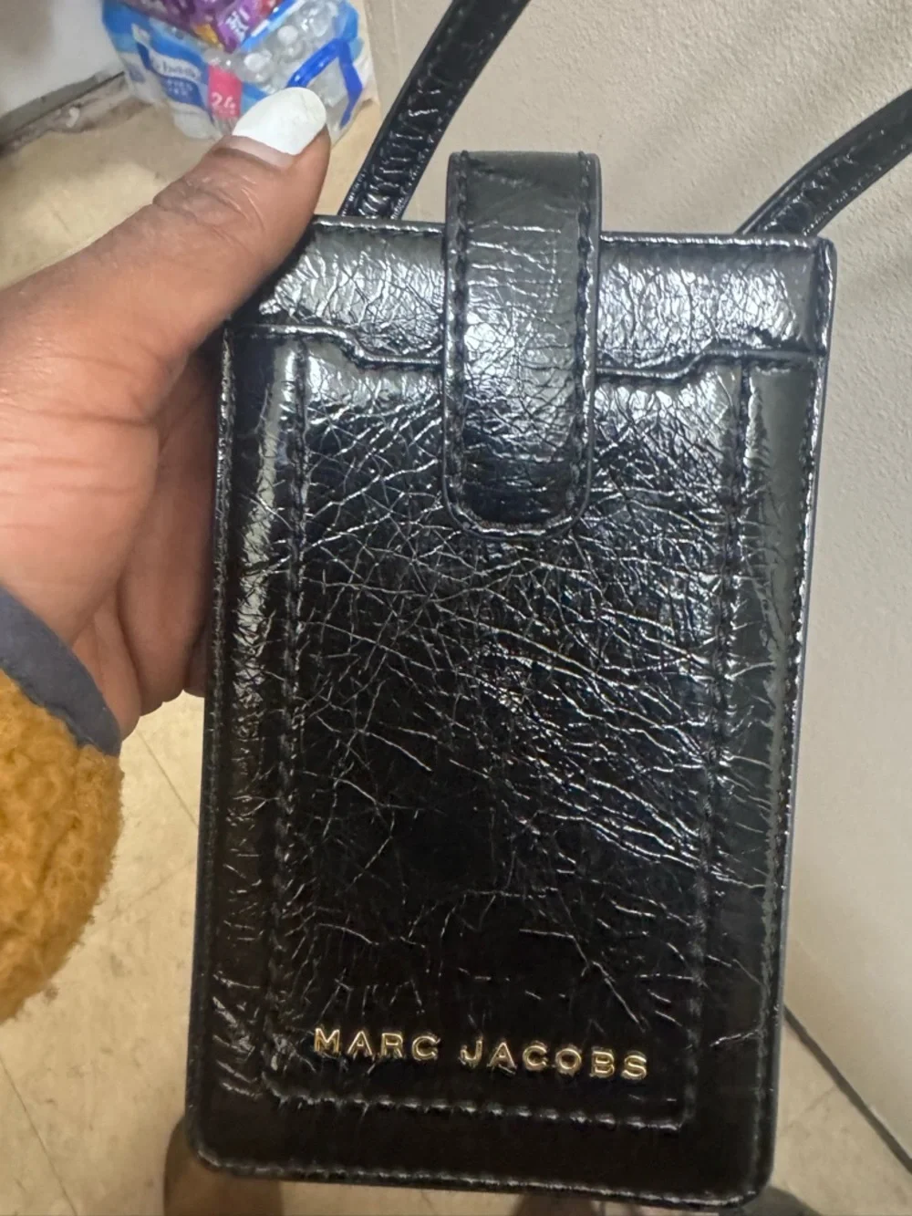 Marc Jacobs Black Leather Neck Crossbody Phone Holder